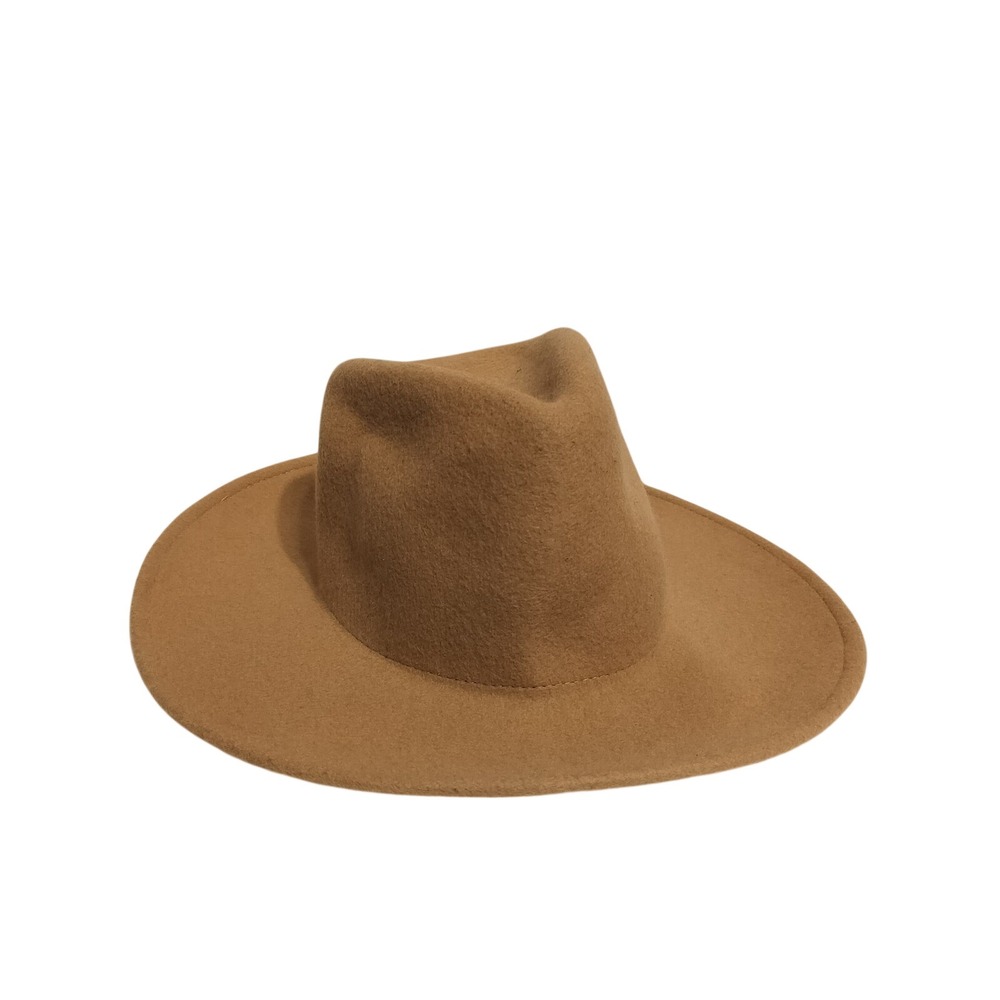 Universal Thread Camel Tan Wool Wide Brim Fedora Hat Pinched Crown Boho Western